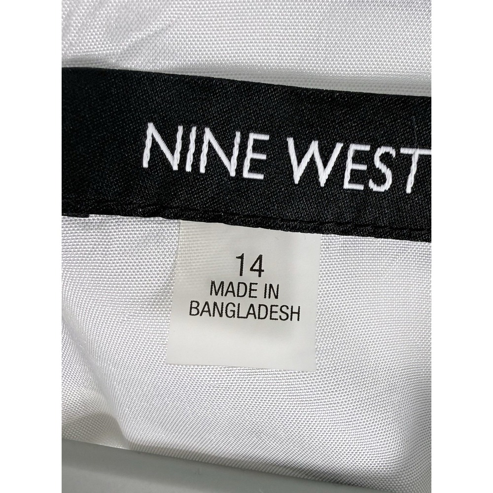 Nine West Womens 14 Dress Blazer Suit Set Grey White Stripe Linen Blend Tie Cuff - Picture 5 of 13